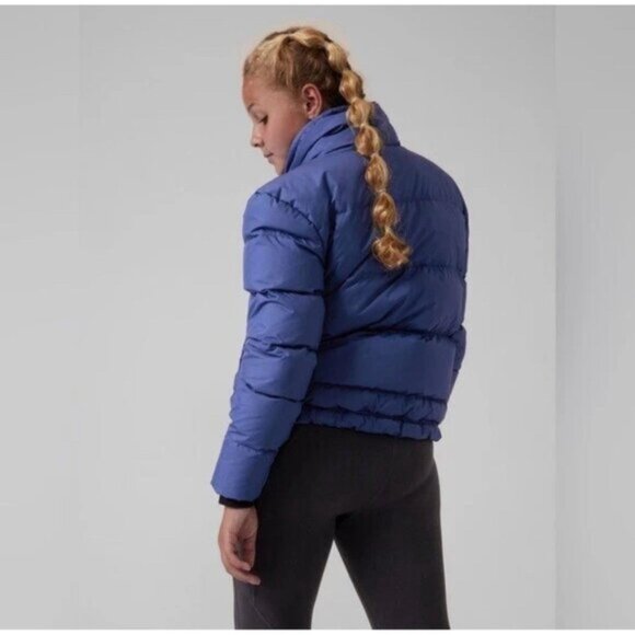 Athleta Girl‎ Sleigh All Day Down Puff Jacket In Damask Blue Size L/12 Winter - Picture 3 of 16